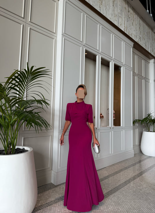 PINK SEMI FIT LAYERED PANELLED DRESS