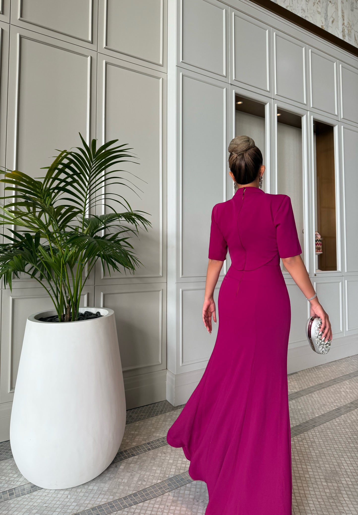 PINK SEMI FIT LAYERED PANELLED DRESS