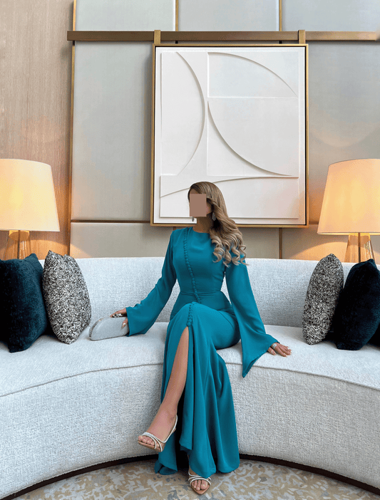 ASYMMETRIC BUTTONED FISH CUT DRESS