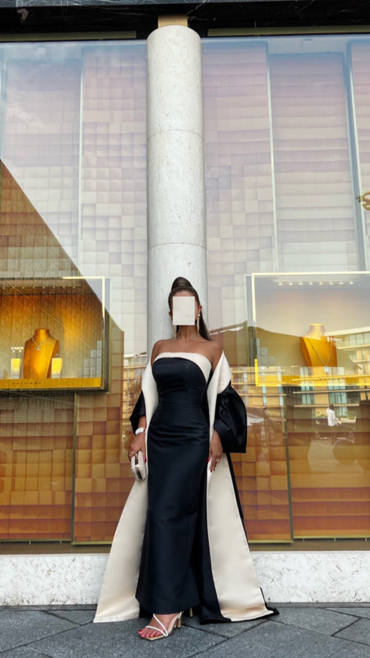 BLACK AND BEIGE DRESS AND ABAYA
